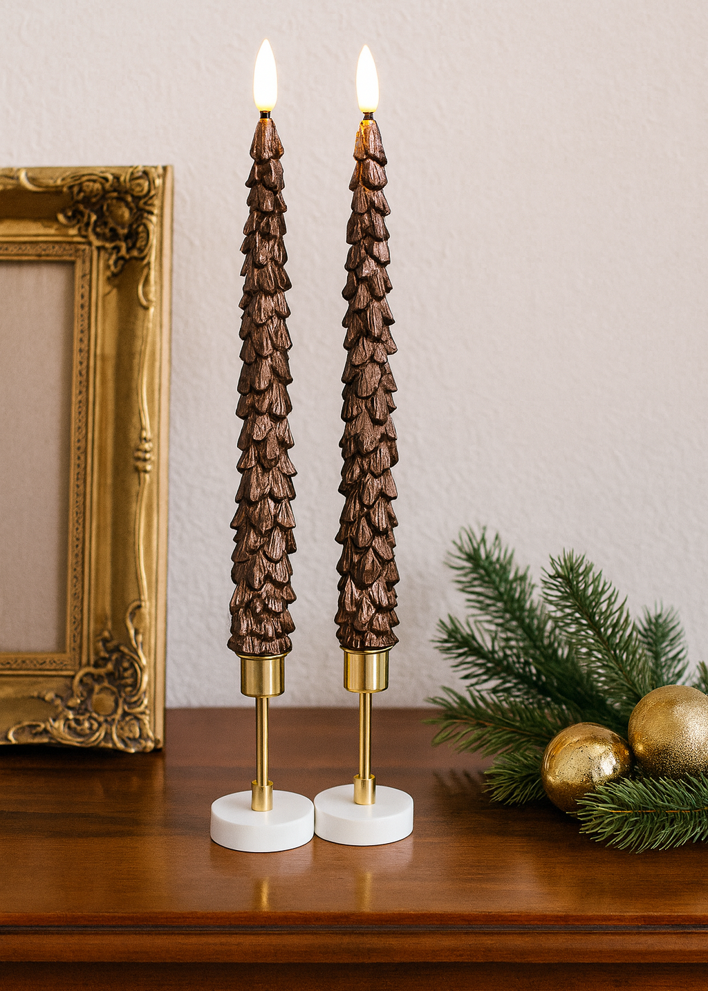 Kerstboom Brons Ledkaars