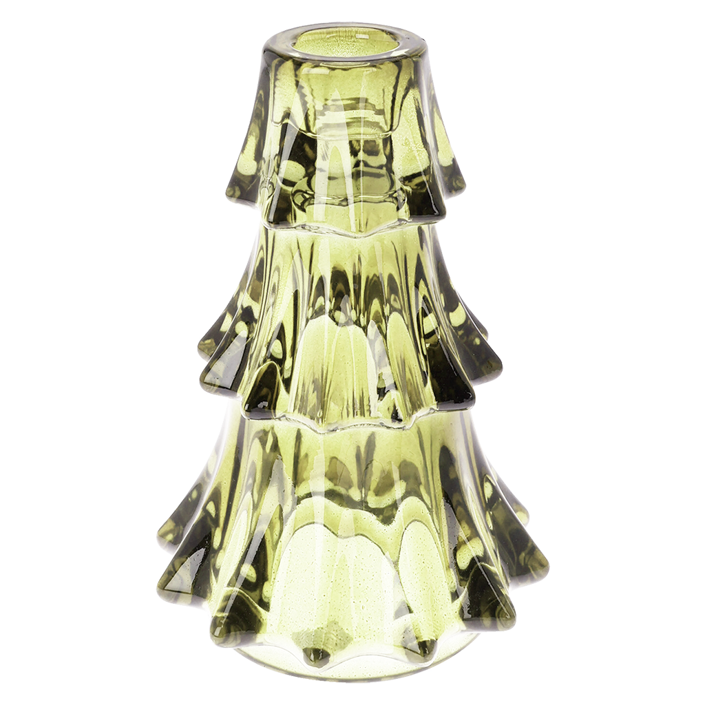 Glazen Kandelaar Dennenboom Licht Groen