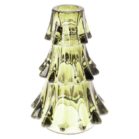 Glazen Kandelaar Dennenboom Licht Groen