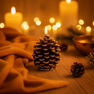 Sfeervolle Dennenappel Kaars Banner